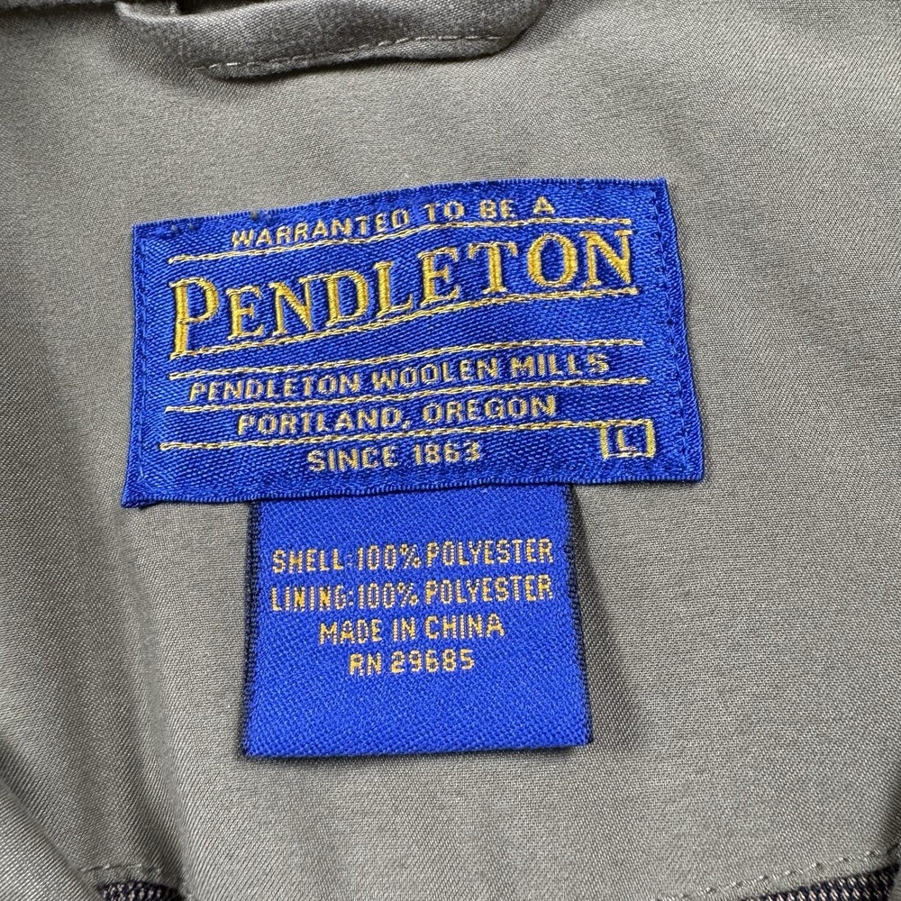 Pendleton Harrington Jacket Mens L Beige Bomber Plaid Lined Workwear Golf Nature - Picture 4 of 11